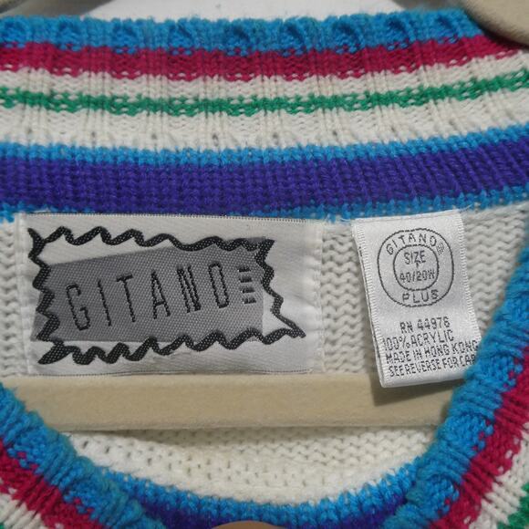 Gitano Women's Plus 20W Vintage‎ Sweater Face Knit White - Picture 7 of 7